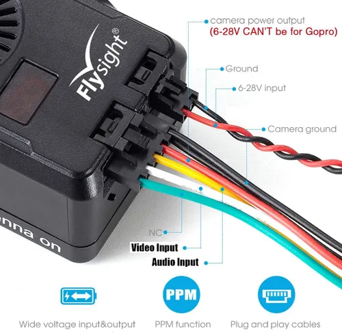 Vista 3 de Mamba - Transmisor de video FPV de 5.8 GHz, 40 canales, transmisor de audio inalámbrico FPV Vtx para RC Drone MultiTotor Quadcopter