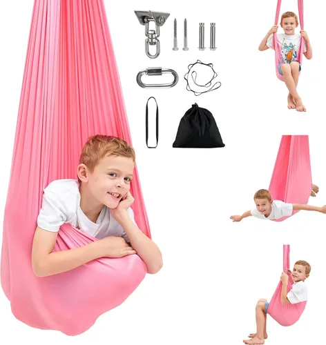 Vista 8 de Columpio sensorial, columpio de terapia para niños con necesidades especiales (herramientas incluidas), columpio sensorial para TDAH, autismo