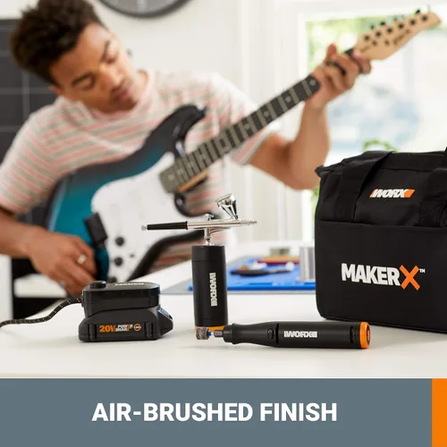 Vista 8 de Worx MAKERX WX992L 20V Kit de herramientas de manualidades (2 piezas) - Herramienta giratoria + cepillo de aire