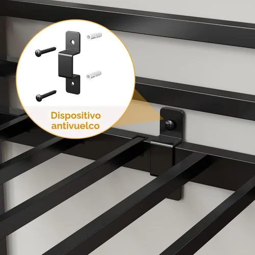 Vista 5 de soges Cama tipo loft con escaleras, cama alta de metal con cajones de almacenamiento, ideal para dormitorios, apartamentos, habitaciones de niños