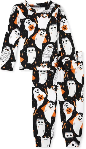 Vista 12 de The Children's Place Kids' Sibling Matching Halloween and Holiday Pajama Sets, Cotton