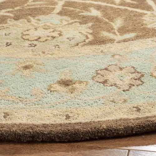 Vista 4 de SAFAVIEH Colección Antigüedades - Alfombra de 6' redonda, marrón y verde, hecha a mano, diseño oriental tradicional de lana, ideal para áreas