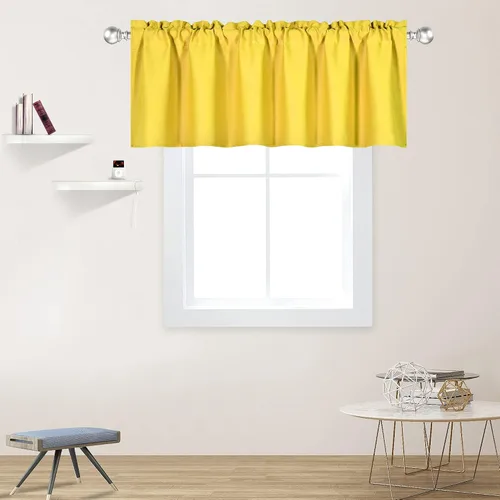 Vista 55 de DECOVSUN Cenefa morada para ventanas de 60 x 18 pulgadas, aislamiento térmico sólido, bolsillo para cortinero, cenefa corta para cocina, cenefa