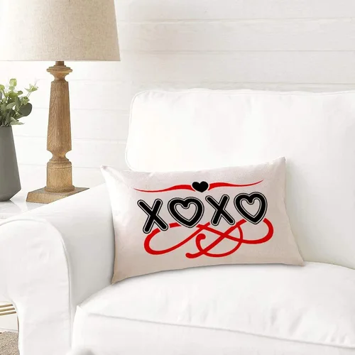 Vista 3 de XOXO - Fundas de almohada lumbares decorativas para el día de San Valentín, 12 x 20 pulgadas, de lino y algodón, para sofá, día de San Valentín