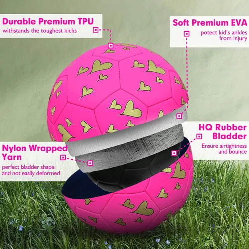 Vista 3 de Soccer Balls Size 3 for Girls Soccer Ball for Kids Aged 4-6 6-8 Beginners Outdoors Sports Ball Recreation Playing Ball Birthday Christmas Back to