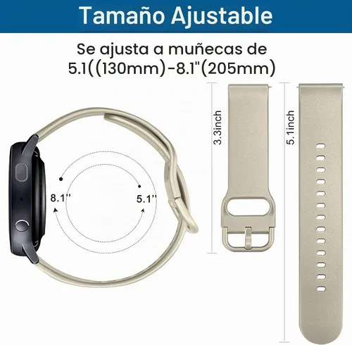 Vista 4 de 4 PACK Bands Compatible with Samsung Galaxy Watch 4 40mm 44mm/ 4 Classic 42mm 46mm, 20mm Adjustable Silicone Sport Replacement Strap for Samsung