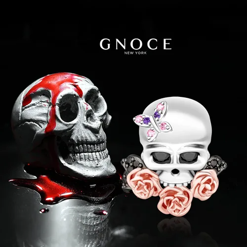 Vista 2 de GNOCE Skull Charms for Bracelet 925 Sterling Silver Halloween Charms for Women Girls Wife Daughter Christmas Gift