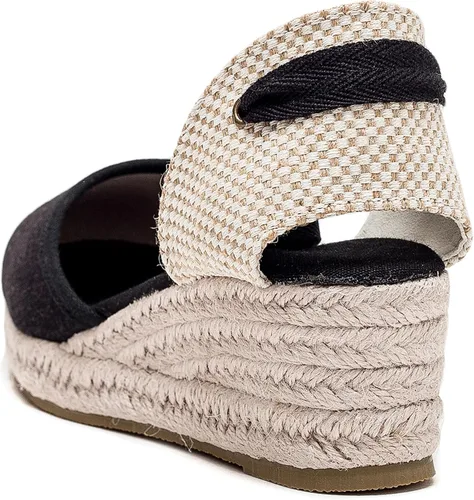 Vista 3 de U-lite Sandalias de plataforma para mujer, alpargatas con puntera cerrada, correa de tobillo con cordones y correa de tobillo clásica