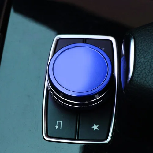 Vista 8 de iJDMTOY Cubierta de rueda de aluminio anodizado azul para consola central de control de mando compatible con Mercedes A B C E S CLA GLA GLK ML GL