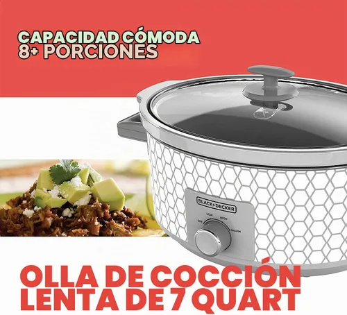 Vista 8 de BLACK+DECKER - Olla de cocción lenta de 7 cuartos de galón Negro