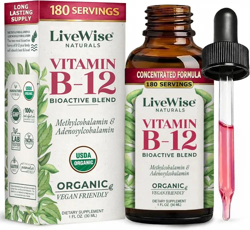 Vista 11 de Líquido B12 Vitamina Sublingual – Vitamina Líquida Totalmente Natural Vegana B12 Gotas – Suplemento de adenosilcobalamina sin OMG y metilcobalamina