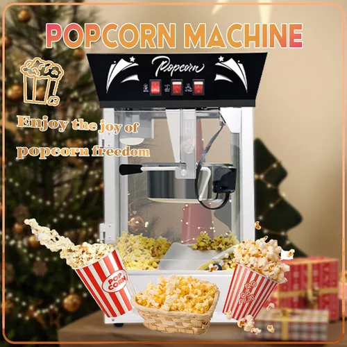 Vista 6 de Máquina para hacer palomitas de maíz, 850 W, máquina profesional para hacer palomitas de maíz, hervidor de acero inoxidable de 12 onzas, máquina