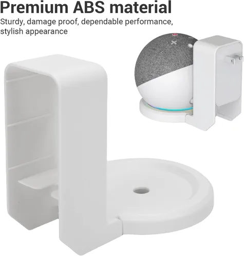 Vista 5 de Soporte de pared apto para Dot 4 5, diseño de ahorro de espacio, gestión de cables, material ABS, altavoz inteligente ABS que ahorra espacio, Blanco