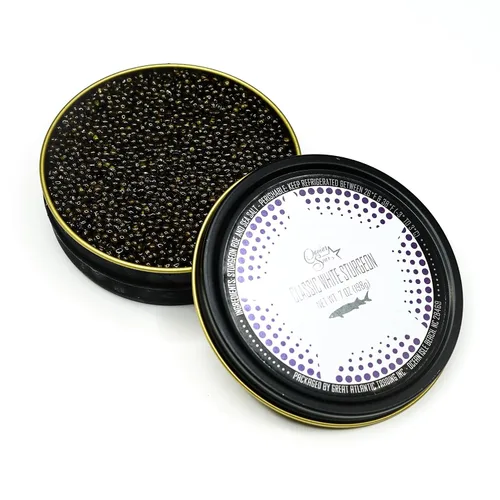 Vista 6 de Caviar de esturión blanco del Pacífico "American Beluga" - Huevas cultivadas en Estados Unidos (1 oz)