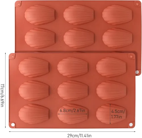 Vista 2 de 2 moldes de silicona para madeleine, bandeja para hornear Madeline de 9 cavidades, molde para galletas en forma de concha