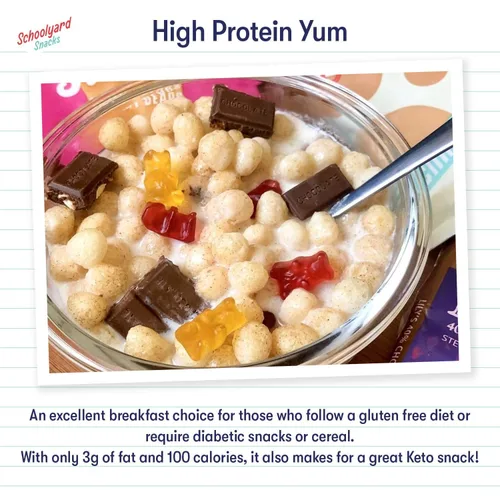 Vista 5 de Schoolyard Snacks Keto Cereal – Rollo de Canela 12g Proteína, Bajo en Carbohidratos, Bajo en Azúcar, Bajas Calorías Sin Gluten, Sin Granos, Apto