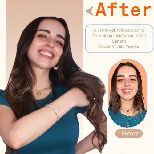 Vista 40 de Full Shine - Extensiones de cabello humano con cinta, mezcla de rubio hongo # 8 castaño ceniza resaltado 60 rubio ceniza