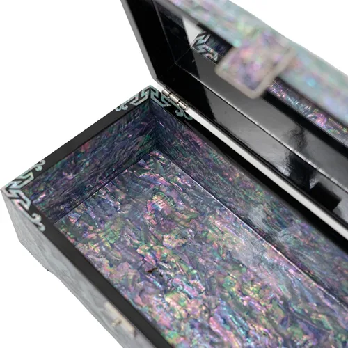 Vista 5 de February Mountain Caja organizadora de joyas de nácar con bandeja coreana de arte tradicional para joyería