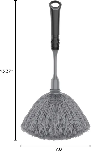 Vista 9 de MR.SIGA Plumero de microfibra delicado, mango cómodo antideslizante, cabezal de plumero lavable desmontable, gris y negro