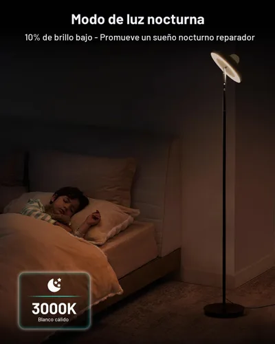 Vista 8 de Lámpara de pie LED con proyector de estrellas RGB y control remoto, lámpara de pie que cambia de color continuo de 3000 a 6000 K, lámpara de esquina