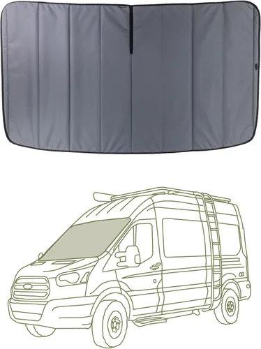 Vista 28 de Cubierta opaca aislante para ventana diseñada para Ford Transit alto/medio, borde de plástico completo de 130 pulgadas de longitud, ventana trasera