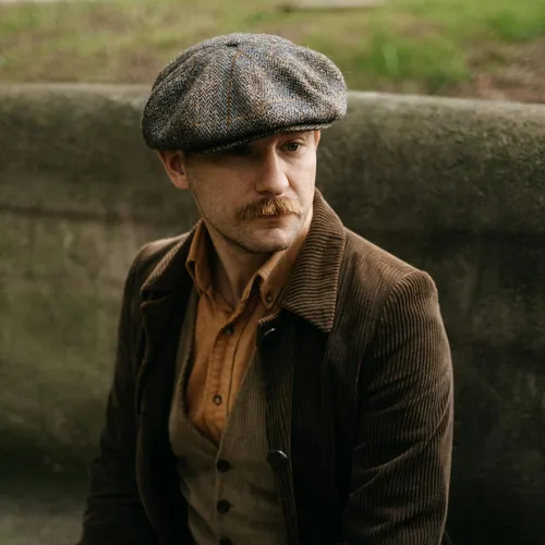 Vista 5 de Sterkowski Peaky Blinders Gorra 100 Harris Tweed Newsboy para hombre Sombrero clásico elegante de 8 paneles