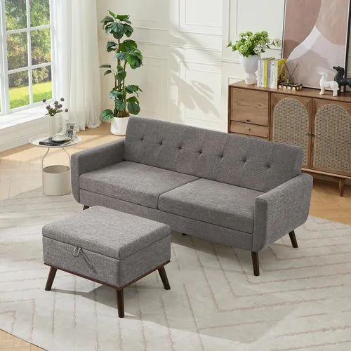 Vista 45 de Tbfit Sofá en Forma de L, Sofás Seccionales Modernos de Mediados de Siglo de 80" de Ancho, Sofás de 3 Plazas con Chaise Lounge Amplio, Sofá Beige