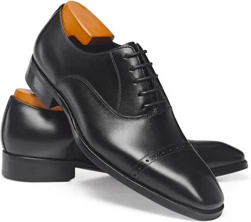 Vista 3 de Zapatos de vestir cómodos y formales Oxford para hombre de cuero genuino