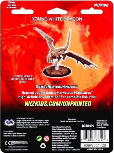 Vista 2 de Las maravillosas miniaturas de D&D Nolzur: Joven Dragón Blanco