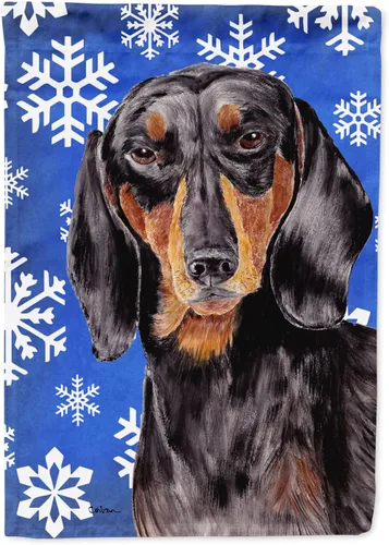 Vista 44 de Caroline's Treasures SC9374GF Bulldog English Snow flakes Holiday Garden Flag Buzón Bandera decorativa para patio exterior, patio, obras de arte