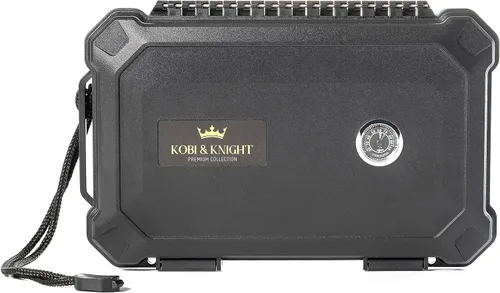 Vista 6 de Kobi & Knight Humidor de cigarros de viaje con higrómetro, estuche para puros de 6 x 8 pulgadas, cigarros portátiles a prueba de agua y polvo, kit
