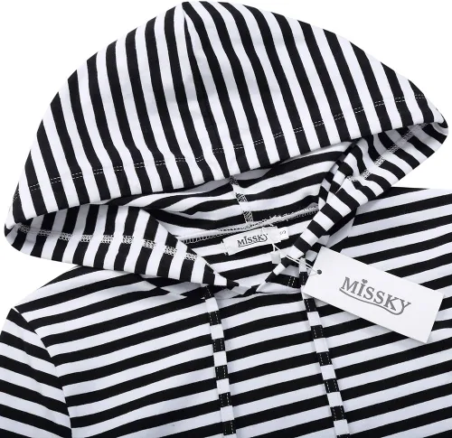 Vista 4 de MISSKY Vestido con capucha para mujer Negro&blanco