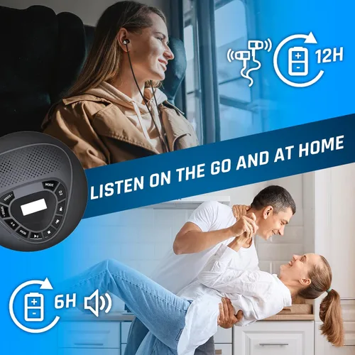 Vista 4 de Altavoz reproductor de CD portátil, recargable, tarjeta SD, AUX, para el hogar y el coche Sin Bluetooth