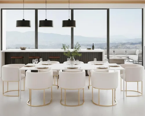 Vista 45 de HNY Silla de comedor moderna de mediados de siglo tapizada en forma de barril, negra, con brazos, silla de cocina y comedor de cuero, silla auxiliar