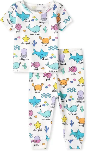 Vista 11 de The Children's Place Conjunto de pijama de 2 piezas con camiseta de manga corta y pantalones de 100 % algodón para bebé niño Historia Negra