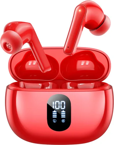 Vista 13 de Auriculares inalámbricos con sonido de graves profundos, auriculares Bluetooth 5.3, 48 horas de reproducción, pantalla LED con micrófono, IPX7
