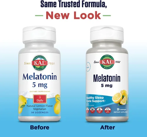 Vista 2 de KAL Pastillas de melatonina de 5 mg de ayuda para dormir, suplemento de melatonina que apoya la calidad del sueño, relajación calmante y un ciclo