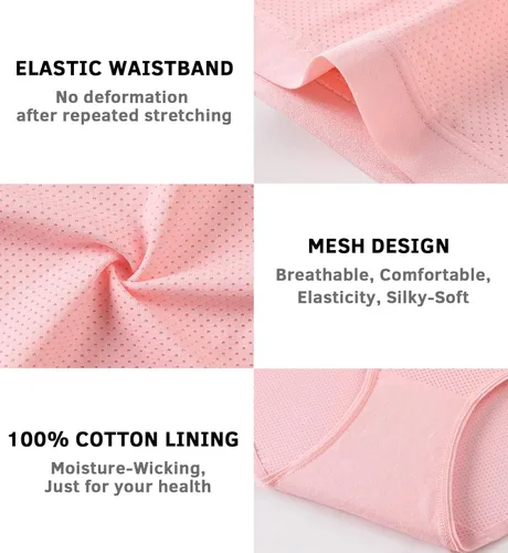 Vista 5 de Xibing Paquete de 10 bragas de bikini elásticas transpirables para mujer, cintura baja, malla hipster
