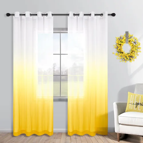 Vista 9 de KOUFALL - Cortinas negras de 63 pulgadas de largo para dormitorio, juego de 2 paneles con ojales, cortinas semitransparentes de imitación de lino