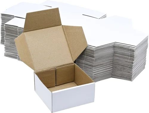 Vista 10 de KBG Cajas de envío pequeñas de 4 x 4 x 1 pulgadas, sobres de cartón corrugado blanco para negocios, paquete de 50 cajas de correo pequeñas, caja