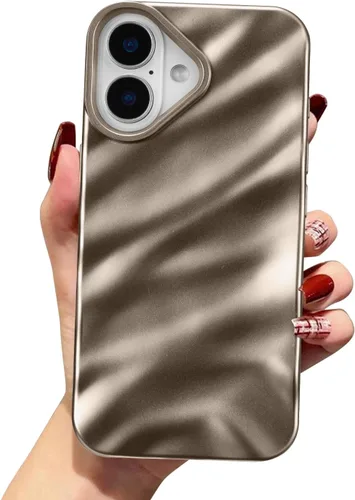 Vista 45 de QLTYPRI Funda compatible con iPhone 11, bonita funda con patrón de ondas de agua para niñas y mujeres, delgada, satinada, brillante, suave, de Beige