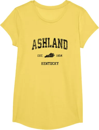 Vista 62 de Ashland Kentucky KY Vintage Sports Design Camiseta de impresión negra Asfalto
