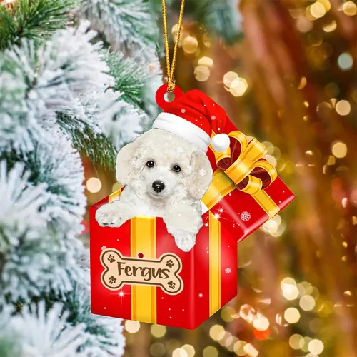 Vista 58 de Adorno de Navidad personalizado de Akita Inu, nombre personalizado Akita Inu para árbol de Navidad, en caja de regalo roja