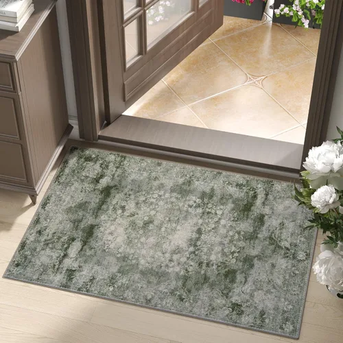 Vista 167 de jinchan Fiora - Alfombra lavable de área pequeña, alfombra de entrada floral de medio círculo de 2 x 3, tapete de media luna de pelo bajo, suave