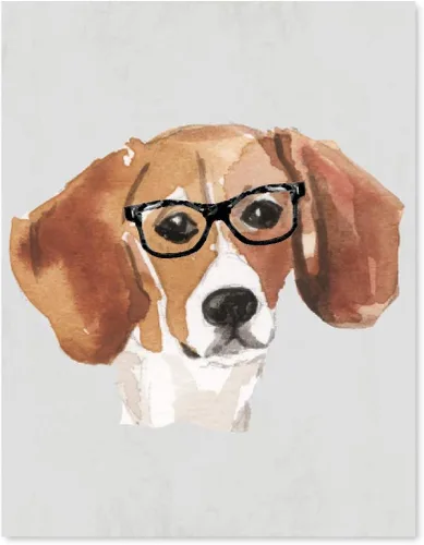 Vista 72 de Andaz Press Póster impreso para pared de perro, 8.5 x 11 pulgadas, Bulldog inglés con gafas negras, 1 paquete, regalo de cumpleaños de Navidad, sin