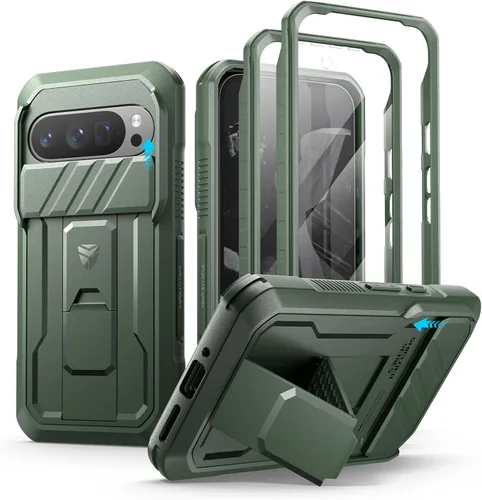 Vista 16 de Dexnor Funda para Google Pixel 9 Pro XL con cubierta deslizante para cámara y protector de pantalla integrado y soporte de alta resistencia, funda