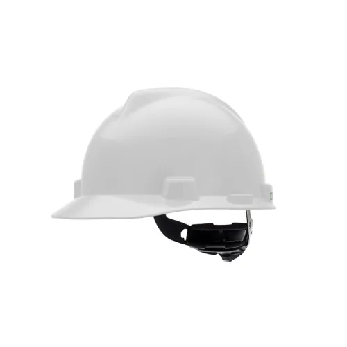 Vista 17 de MSA 495851 V-Gard - Casco de seguridad, con suspensión de trinquete Fas-Trac III, carcasa de polietileno, protección anti-impacto superior, correas