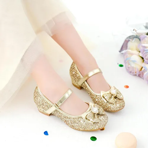 Vista 7 de Furdeour Zapatos de vestir para niñas, zapatos de princesa Mary Jane para bodas, flores, damas de honor, tacones con purpurina para niños pequeños