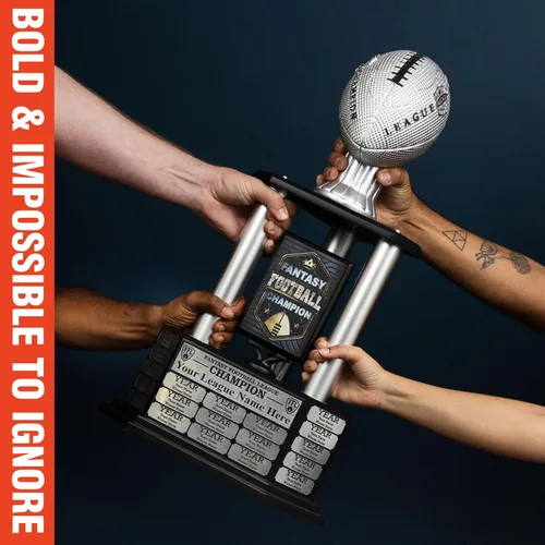 Vista 4 de TrophySmack Perpetual Fantasy Football Trophy - Ganador del premio del trofeo de campeonato personalizable Grabado gratuito hasta 19 años