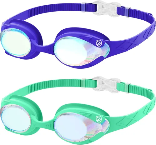 Vista 22 de OutdoorMaster - Gafas de natación de ajuste rápido para niños (2 unidades)
